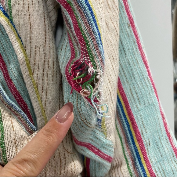 dRA Los Angeles Zip Up Linen Blend Striped Bomber Jacket Multicolor Small - Picture 4 of 10